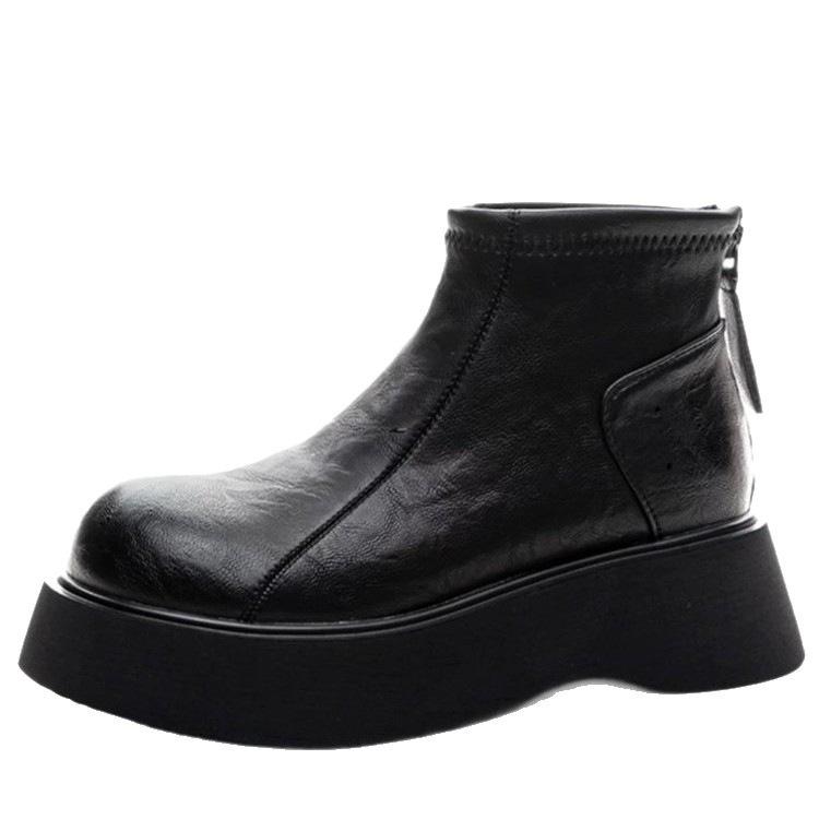 Thick-soled big-headed Martin boots women's 2025 autumn and winter new Korean version versatile comfortable single boots women's velvet warm short