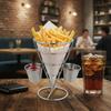 French Fry Cone Holder American Design French Fry Holder Wire Cone Basket Long-Lasting Metal Appetizer Stand Sturdy Construction