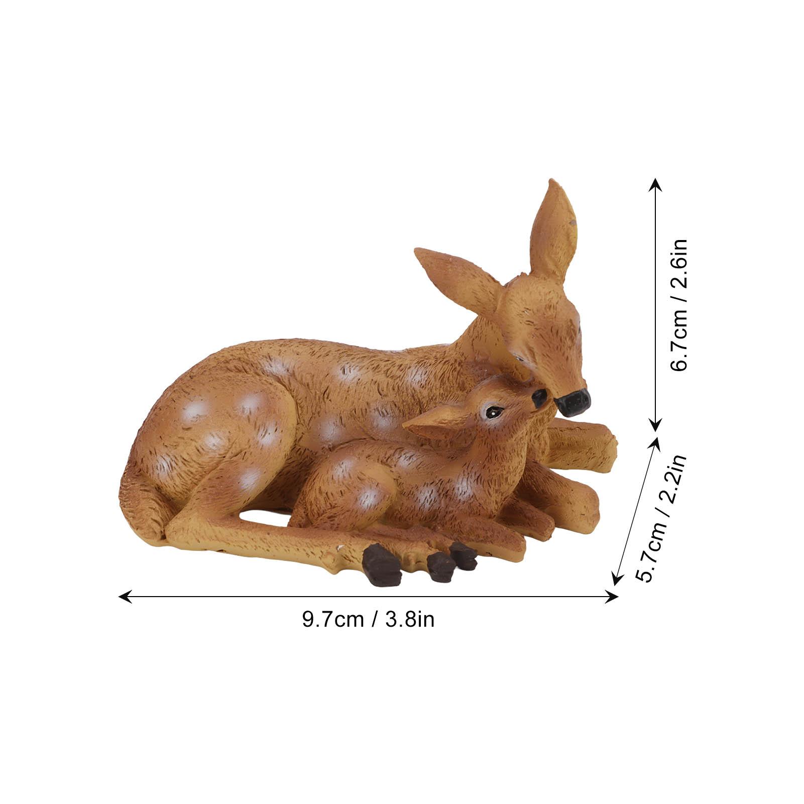 

Resin Deer Figurine Ornaments Hand Painted Coating Treatment Vivid Details Lovely Deer Statue for Home Garden Decoration