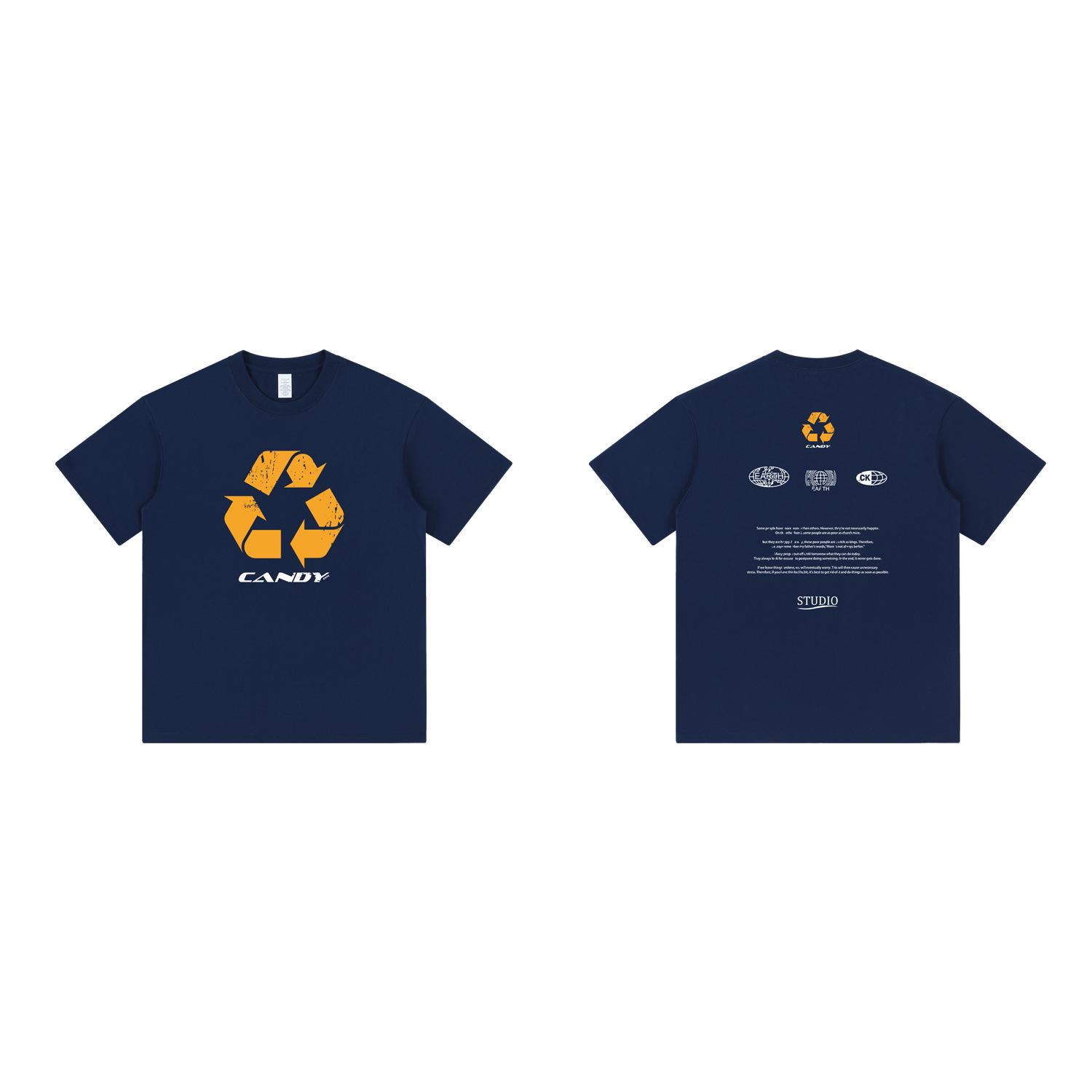 

Модная американская летняя унисекс футболка с коротким рукавом и круглым вырезом свободного кроя M темно-синий