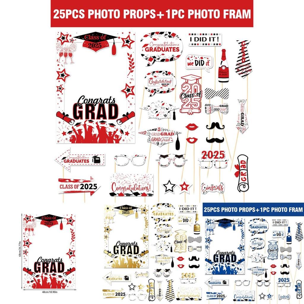 Graduation Celebration Photo Booth Supplies With Handheld Paper Frames For Festive Use