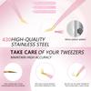 Anti-Static High Precision Pink Lash Tweezers Stainless Steel Fiber Tip Super Hard Eyelash Extension Makeup Tweezers