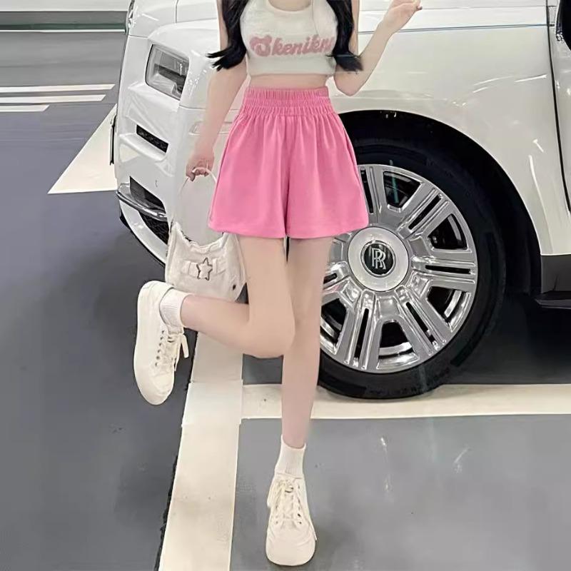 Spice Girls Pink Slacks for Girls Little Men with High Waists Sports Style Slim Straight Shorts