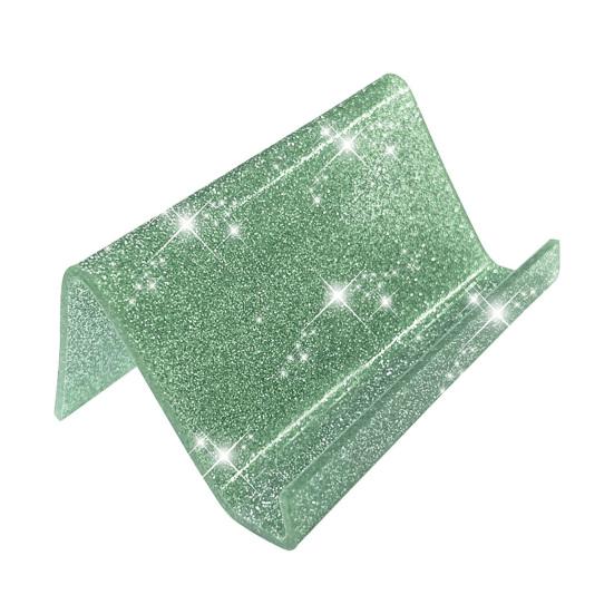 Acrylic Business Card Holder for Desk Sequin Glitter Desktop Name Card Organizer Stand for Home Office