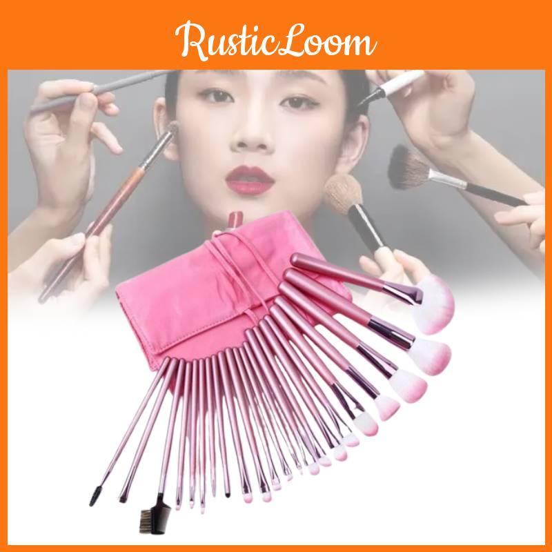 Makeup Brush Set 22 Pieces With Pink Pouch For Precise Application And Travel Convenience