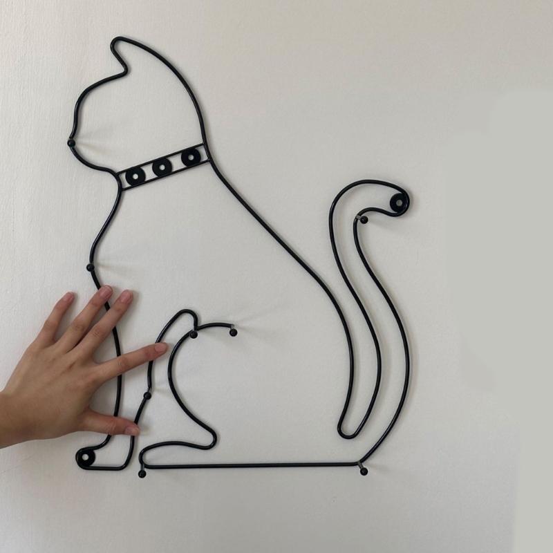 Retro Cartoon Cats Wall Hook Minimalist Design For Home Decors Functional To Hanging Clothes Hats And Bags Durable Iron Materials Suitable For Various