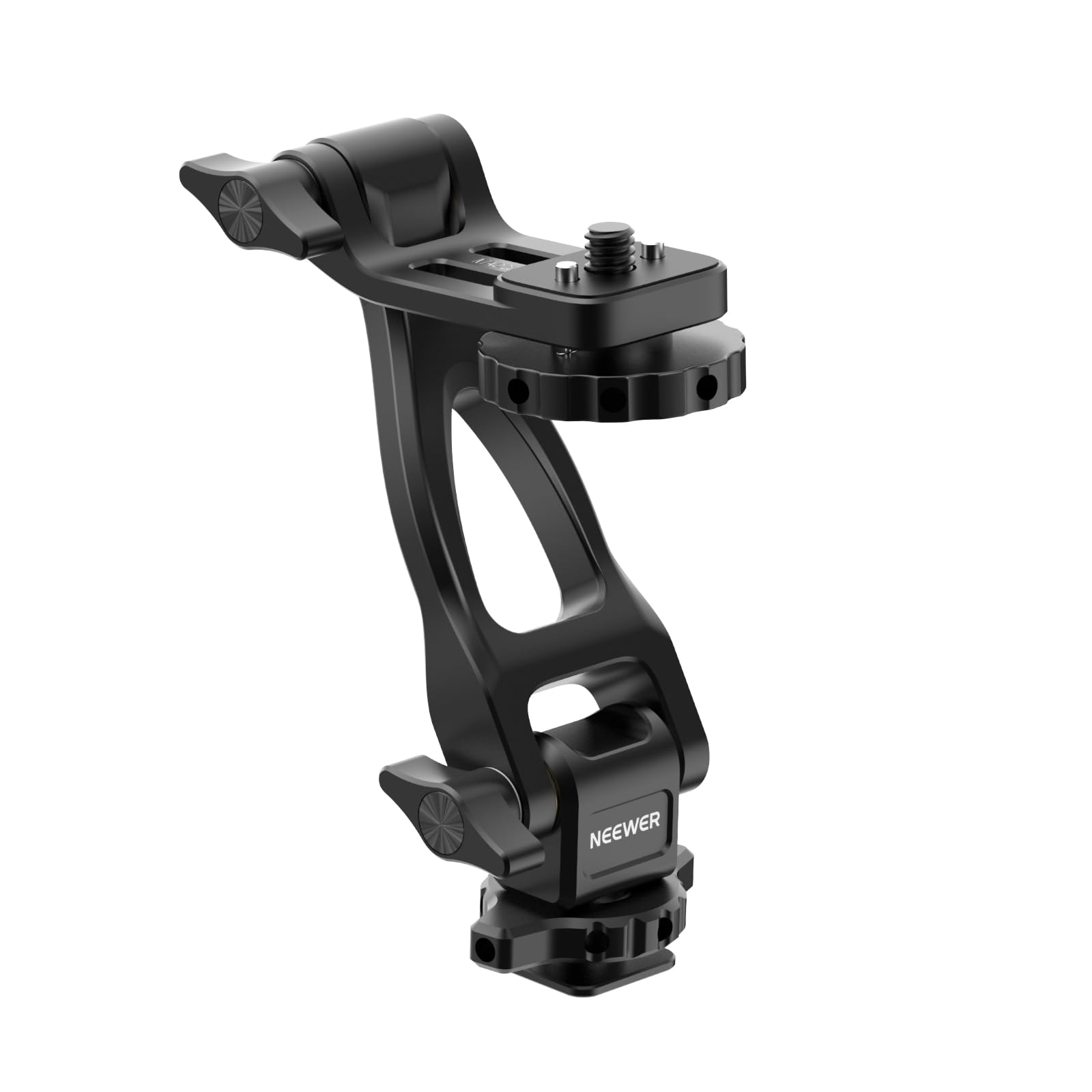 NEEWER 2-Axis Monitor Mount Adapter MA023 Camera Monitor Cold Shoe 1/4-inch Screw 360° Rotation 180° Tilt Photography Video Accessories