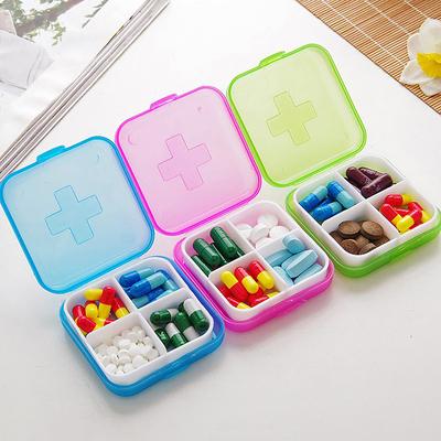 Mini Organizer Case 4 Grids Pill Box Tablet Pill Case Travel Drug Dispenser Storage Container Medicine Boxes Dispensing Medical