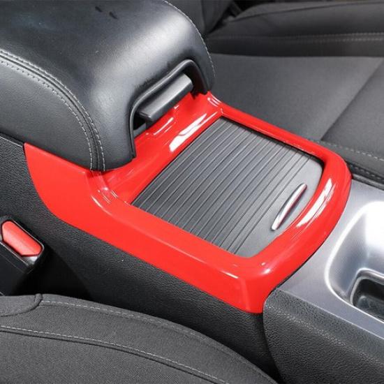 For 2011- Dodge Charger ABS Red Interior Central Cup Holder Frame Trim Cover