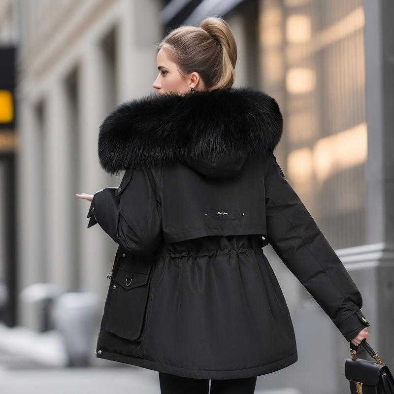 Women's Parka New Fashion Women Winter Jacket Fake Fur Collar Oversized Long Coat Hooded Warm Lining Female Puffer Jacket Parkas