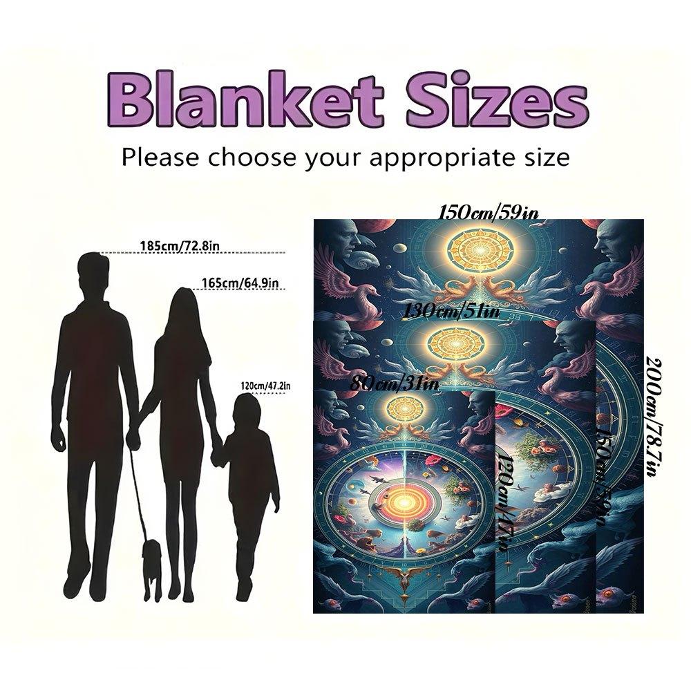 "Divine Harmony: Celestial Zodiac Art Print"Blanket Flannel Throw Blanket for Sofa, Bed, Travel, Camping, Office