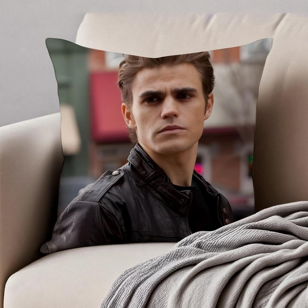 S-Stefan Salvatore Vampire Diaries Lead Cushion Cover Pillowcase Anti-Dustmite Invisible Zipper Short Plush Sofa Cushion