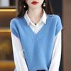 Gilet pullover femminile autunno e inverno maglione di lana solido con scollo a V senza maniche gilet da donna gilet casual top femminili