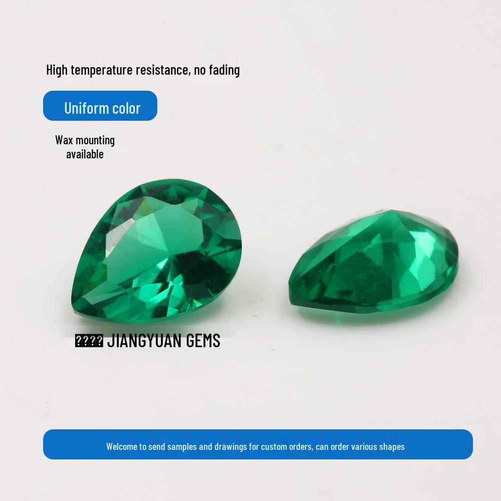 Pear-Shaped Green Nano Gemstones: High Temp Resistant, Wax-Settable, 3x5~8x10mm, Water Drop Shape, Loose Stones for Jewelry Accessories. 6x8 mm Water Drop Shape