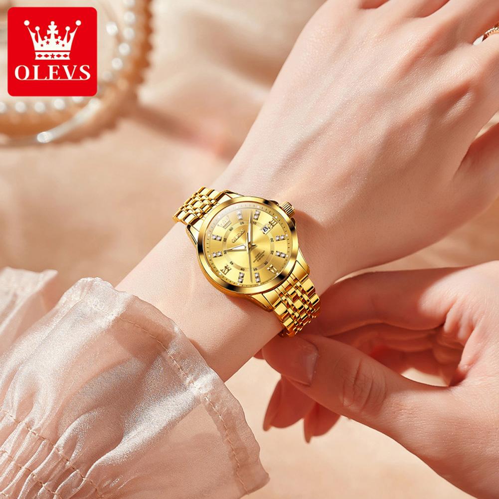 OLEVS Women Watch Luxury Brand Diamond Quartz Watch Fashion Automatic Calendar Waterproof Women Watch