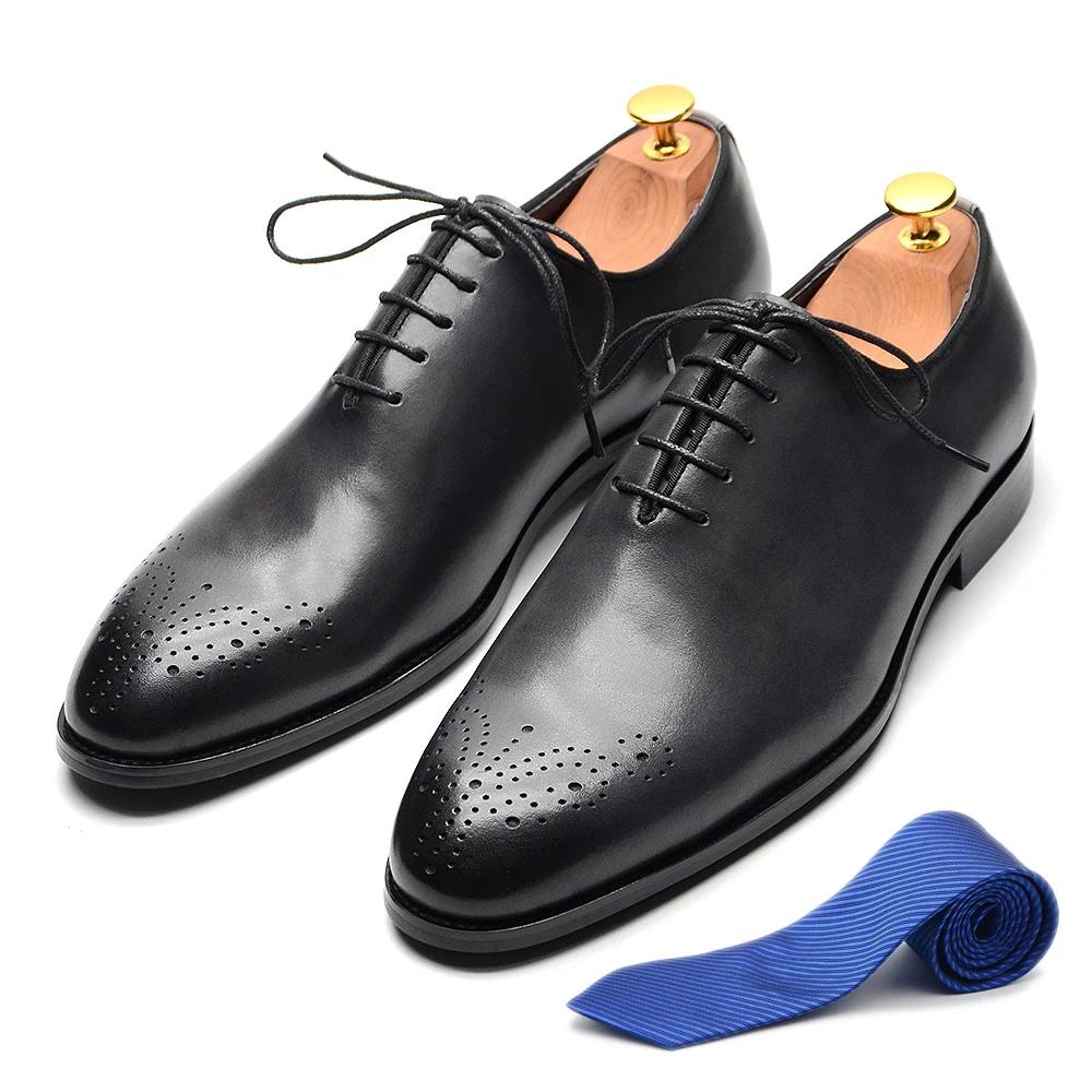 Pantofi Oxford de Lux Clasici pentru Bărbați, Croială Întreagă, Piele Naturală, Lucrați Manual, cu Șireturi, Pantofi Formale pentru Bărbați, Nuntă, Afaceri, Birou