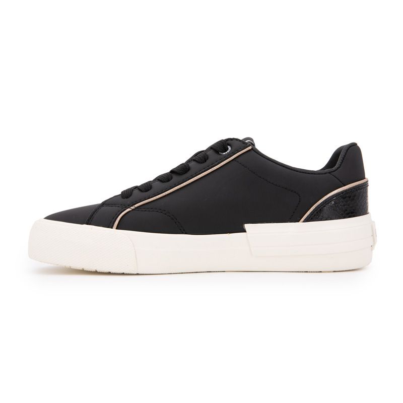 Black Crocodile Print Low-top Sneakers with Laces Woman PEPE JEANS