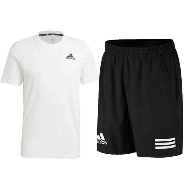 

Adidas Solid Color Letter Logo Design Round Neck Pullover Short Sleeve Comfortable Simple Mid Waist Shorts Casual Sports Suit GR0517+GL5411 L