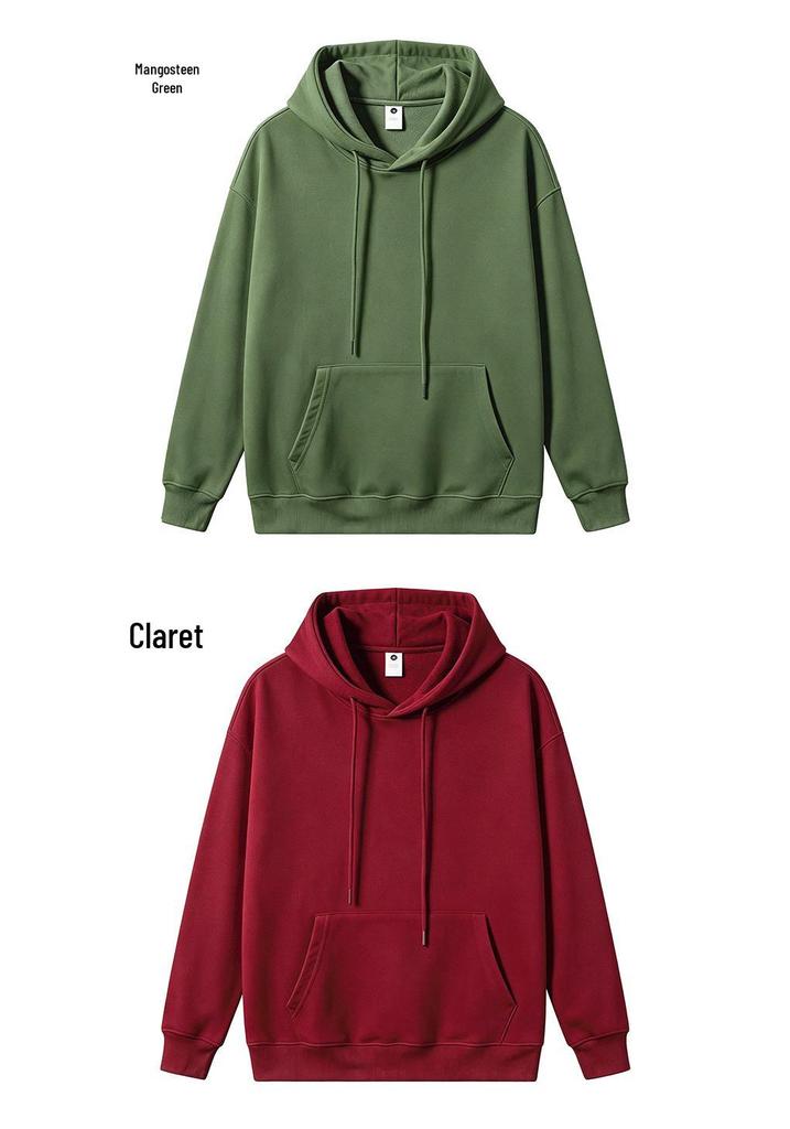 Unisex Solid Color Hooded Sweatshirt - Loose Fit Long-Sleeve Top