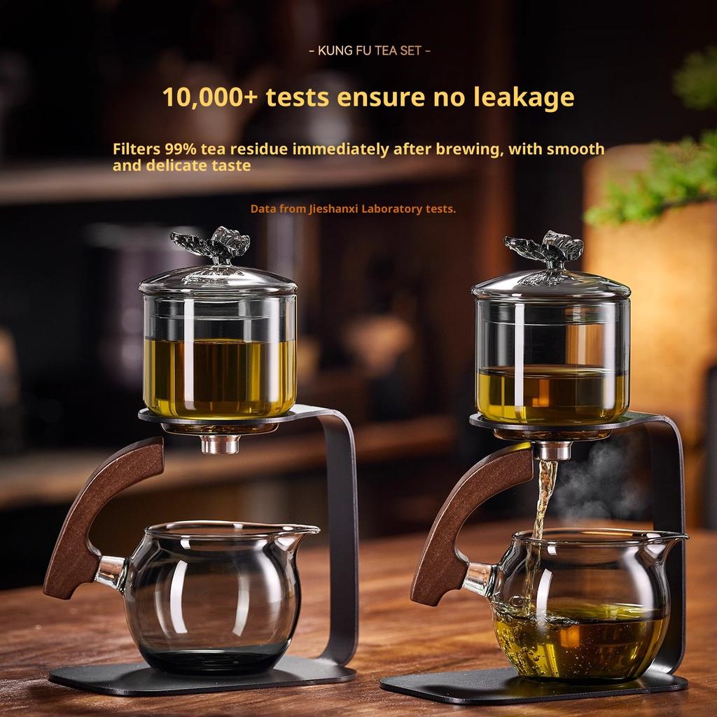 Gianxi Glass Magnetic Automatic Tea Filtering Kung Fu Tea Set 2025 New Home Lazy Tea God Tool Magnetic Teapot