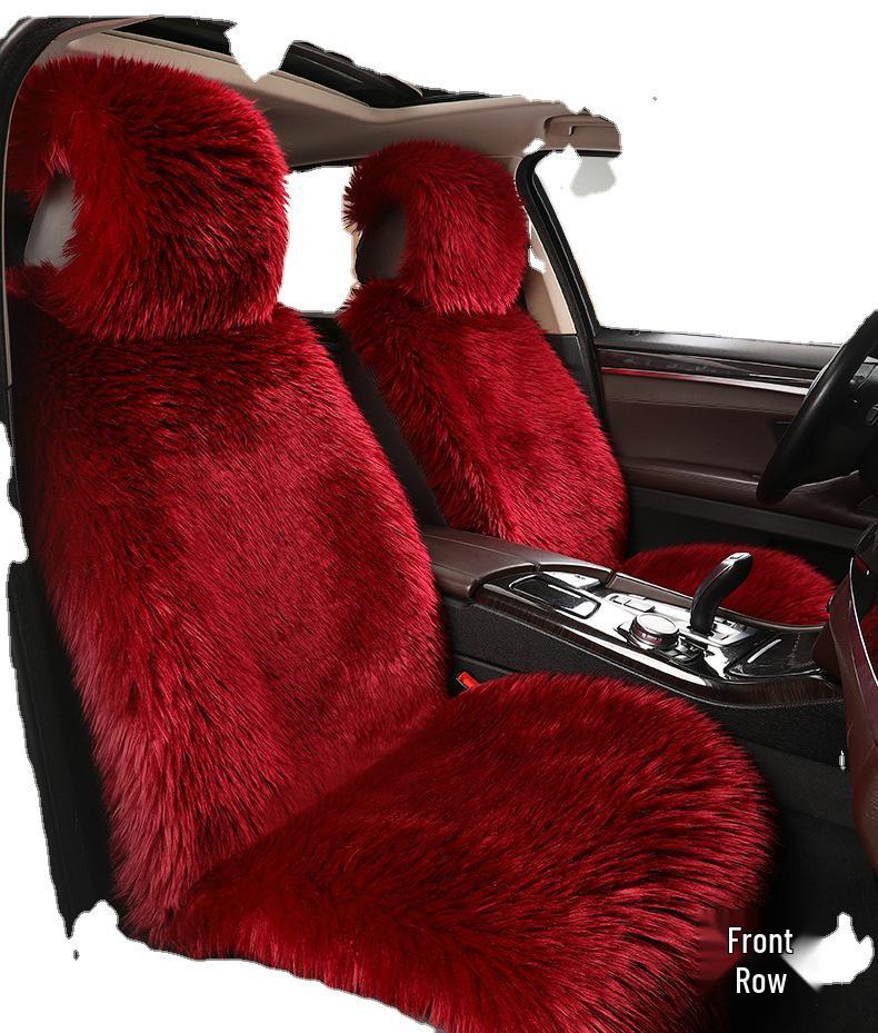 Universal Winter Plush Faux Sheepskin Car Seat Cushion with Backrest