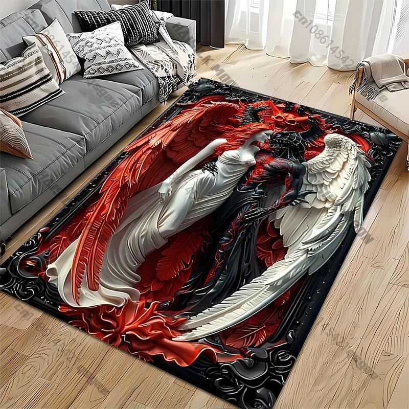 Duality love power angel demon carpet Yoga living room room decor children's crawling mat doormat area rug games mat