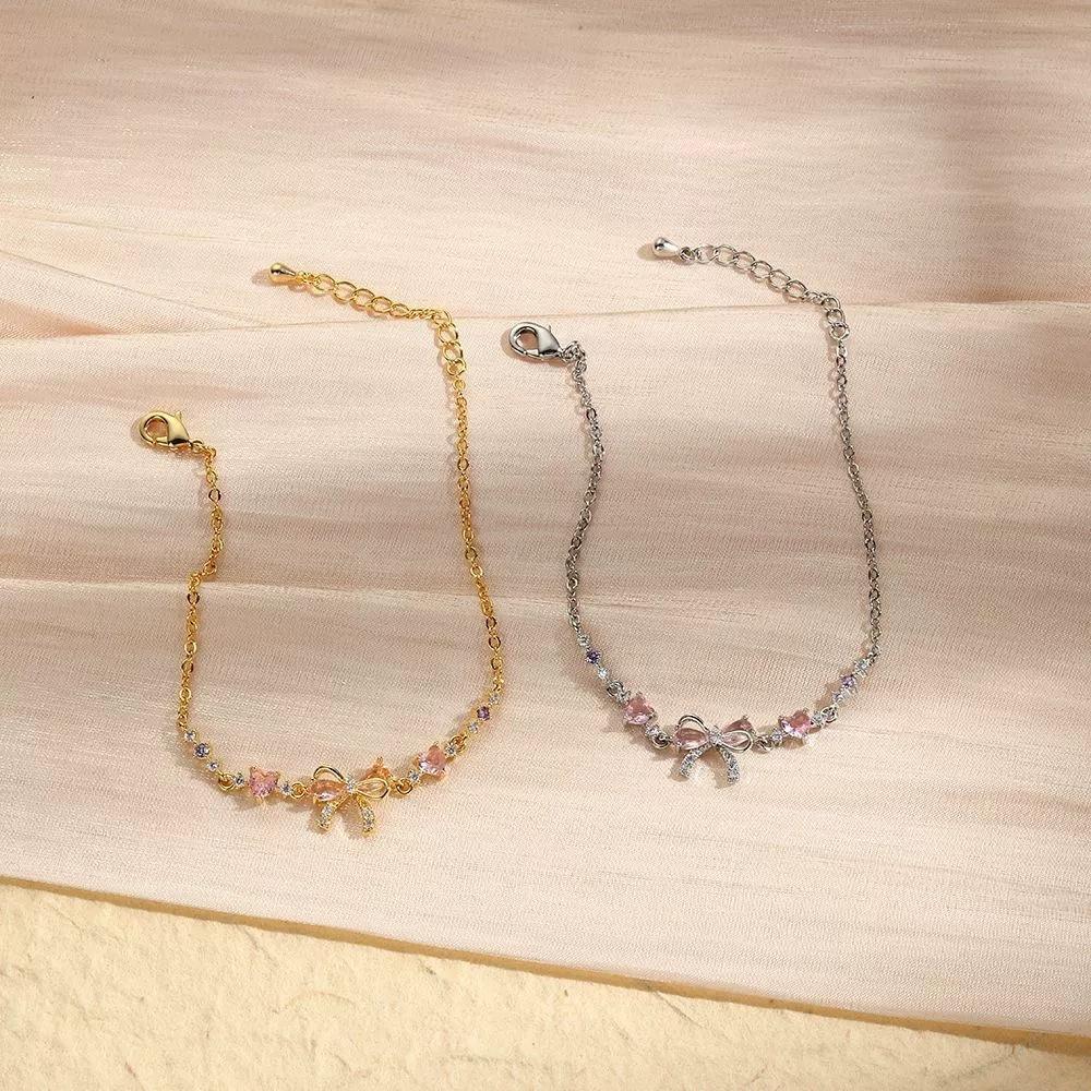 New Bow Love Zircon Cute Sweet Bracelet Women's Simple Trend Design Jewelry