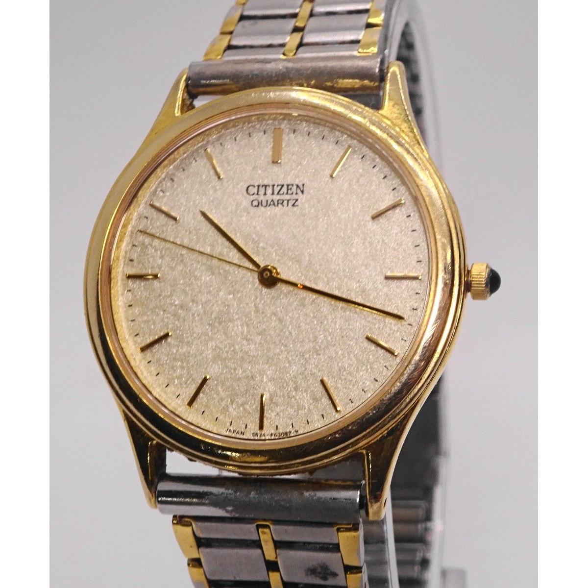 Used Working CITIZEN 80 s 5634-F62237 Quartz watch Y175 Citizen gold dial