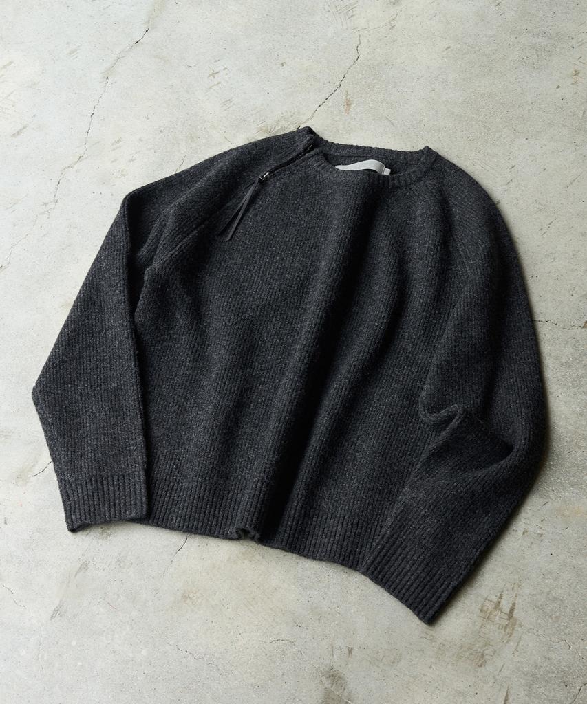 SLOWACID Slit Zipper Snug Knit [Charcoal]