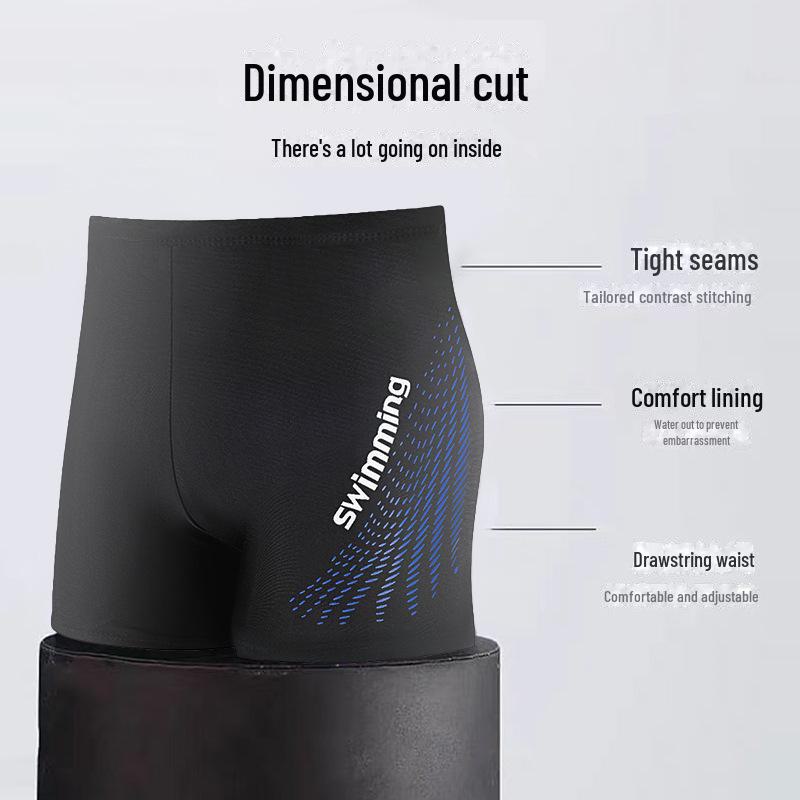 2024 Men's Quick-Dry Anti-Embarrassment Swimsuit: Fashionable, Breathable, Professional Flat-Angle Trunks