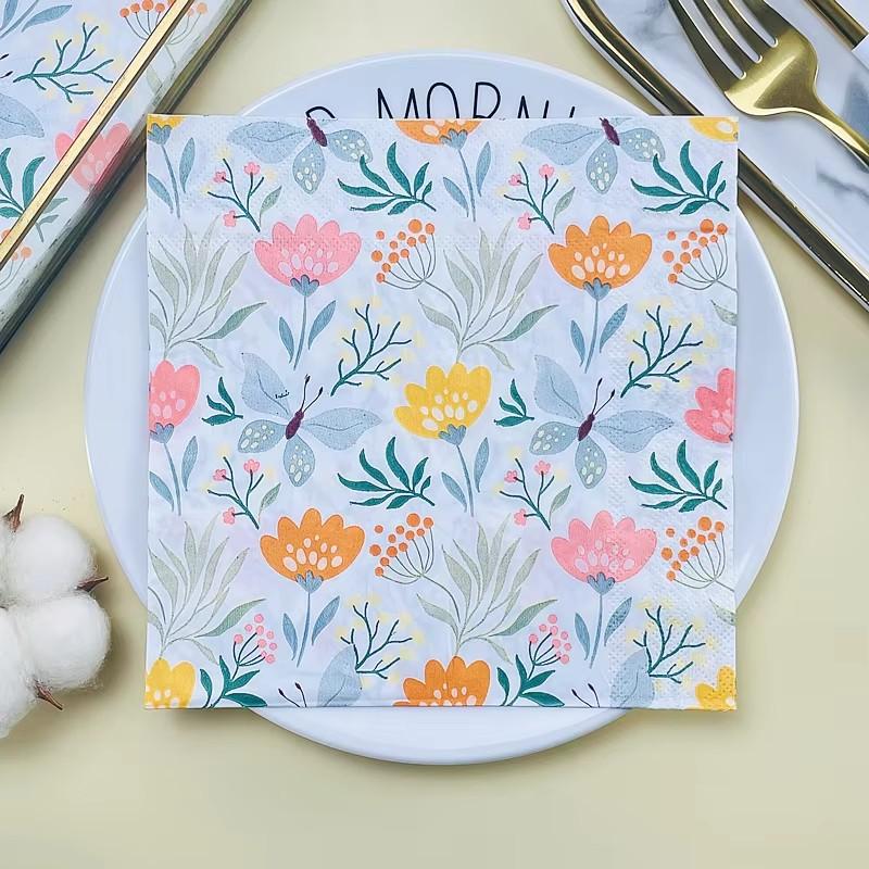 20pcs/pac Floral Printed Paper Napkins for Wedding Colorful Facial Tissues for Party Table Setting Disposable Dinner Napkins