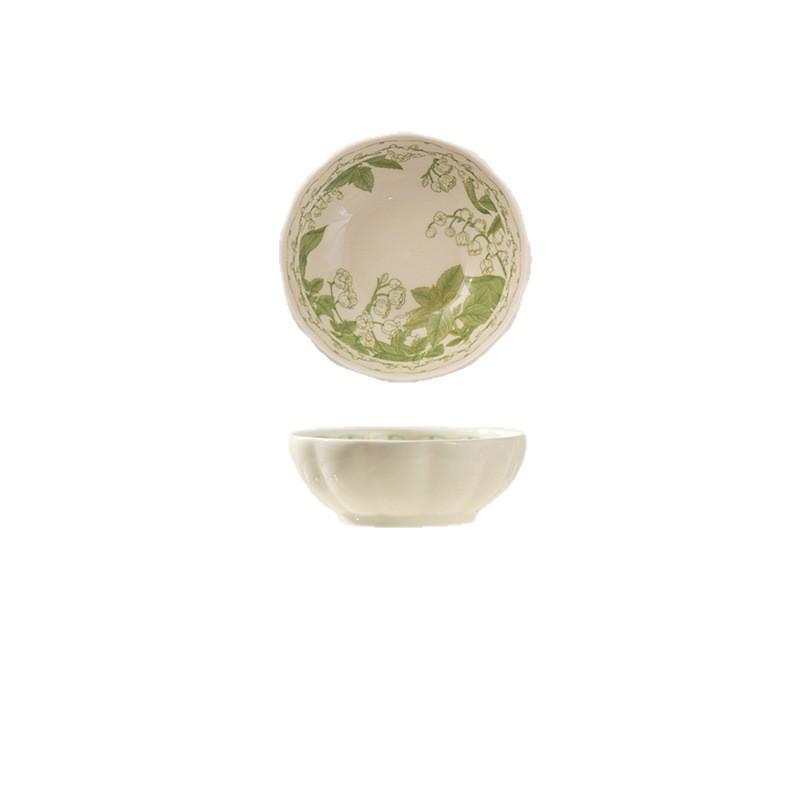 Cream Style Household Ceramic Tableware Housewarming Gift Creative Flower Rice Bowl Soup Bowl Vegetable Plate Combination Set
