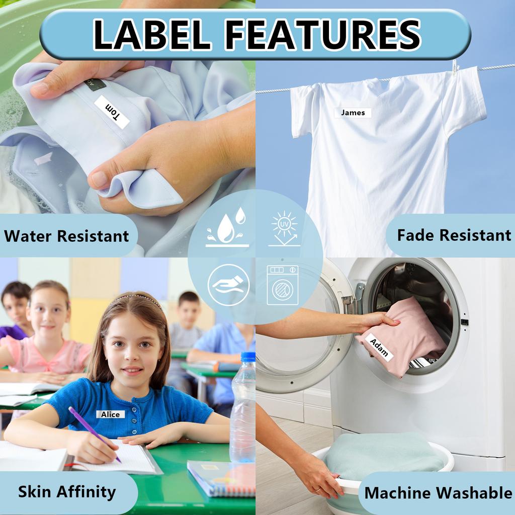 3-10PK 12mm Fabric Iron-on Labels Compatible for DYMO LetraTag A18771 A18768 Black on White Label for LetraTag Plus LT100H Maker