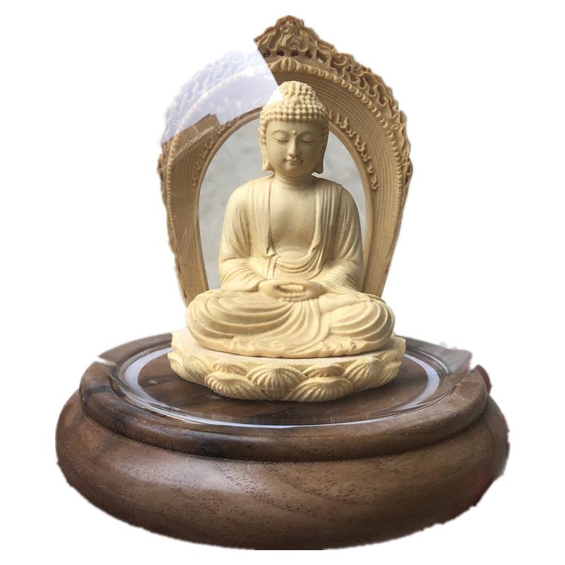 1 Stück Massivholz Buddha Statue Ornamente Feng Shui Ornamente Holzschnitzerei Handwerk Wohnzimmer Heimdekoration Skulptur Statue