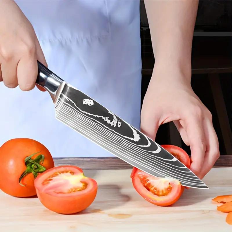 Kitchen Knife Color Wood Damascus Pattern Combination 10-piece Stainless Steel Kitchen Knife for Chefs Kitchen Knife for Domestic Meat Cleaver