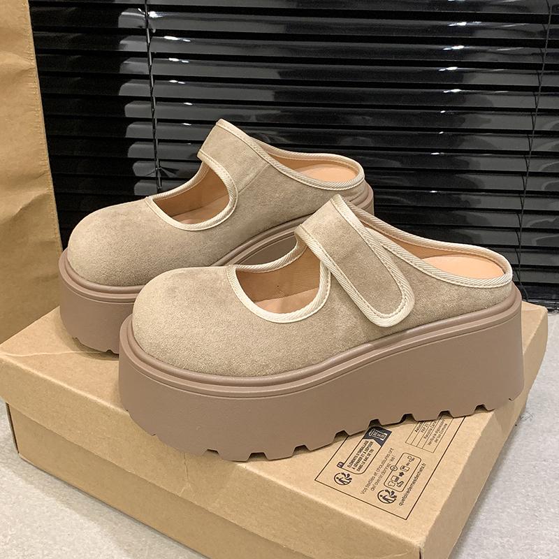 Spring New hoes Women Fashion Round Head Shallow Mouth Line with Waterproof Platform Wear-resistant Single Shoes