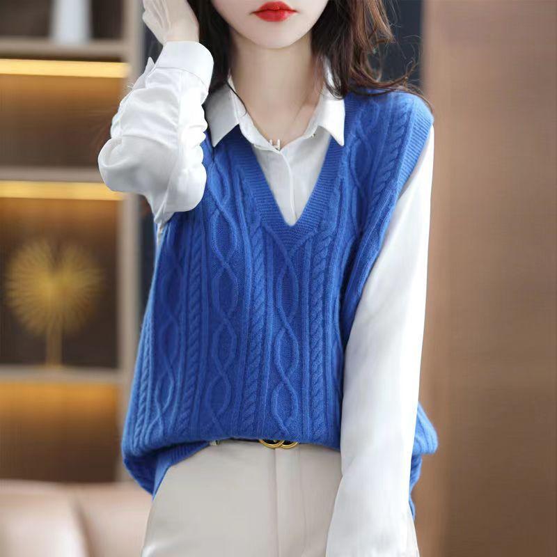 

Women s Knitted Vest Women s Fashion Spring and Autumn Sweater Jacket Top Women S небо синє кольору