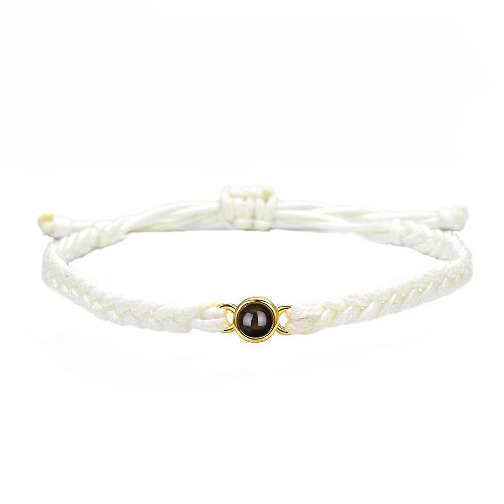 Handmade Woven Stainless Steel Bracelet with Custom Photo and 'I Love You' In 100 Languages Projection