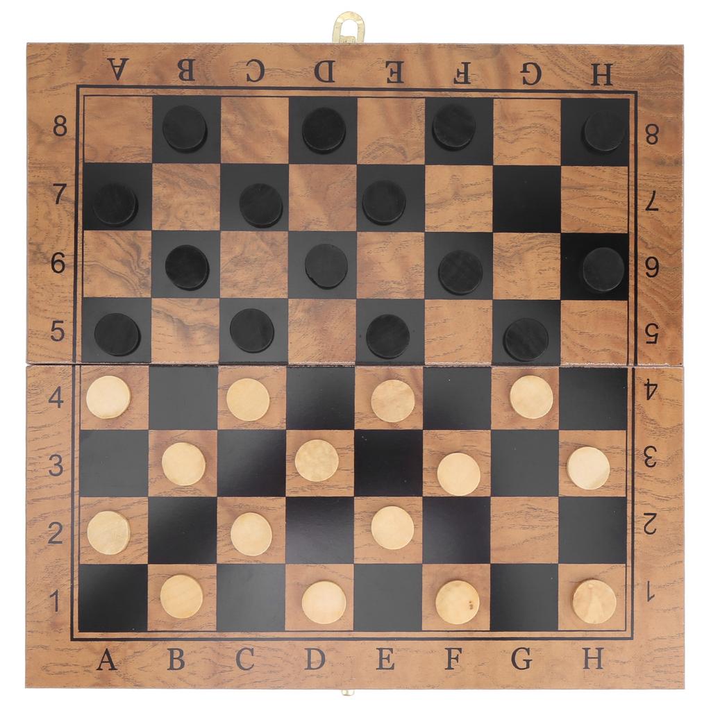 3 in 1 MultiFunctional Folding Wooden Chess Checkers Board Game Portable Draughts Set