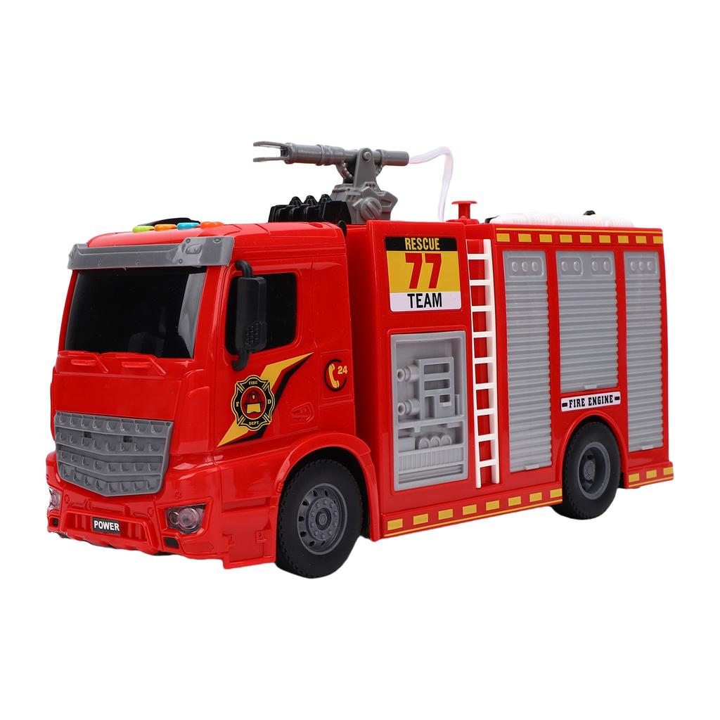 Light Up Fire Truck Toy Built In Music Friction Powered LED Electric Firetruck Toy with Water Spraying