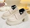 Women's High-End Retro Platform Leather Loafers - Spring/Autumn Slip-On Height-Increasing Fashion Shoes