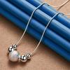 925 Sterling Silver Exquisite Glossy Glossy Ball Necklace for Women Fashion Party Favor Wedding Jewelry