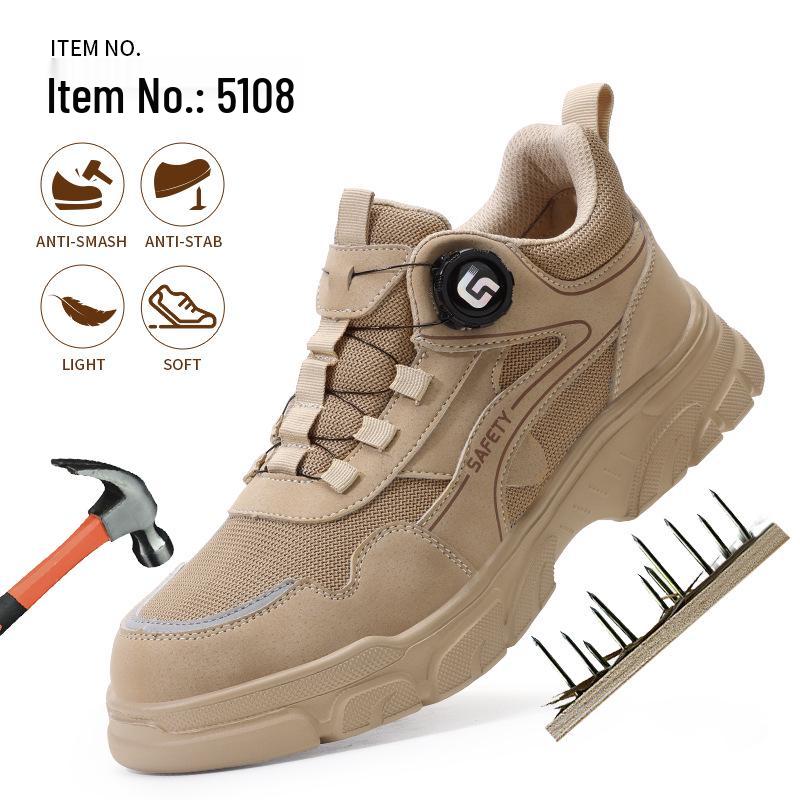 Men's Lightweight Steel Toe Safety Shoes: Breathable, Anti-Smash, Anti-Puncture, Comfortable, Wear-Resistant Labor Protection Footwear.