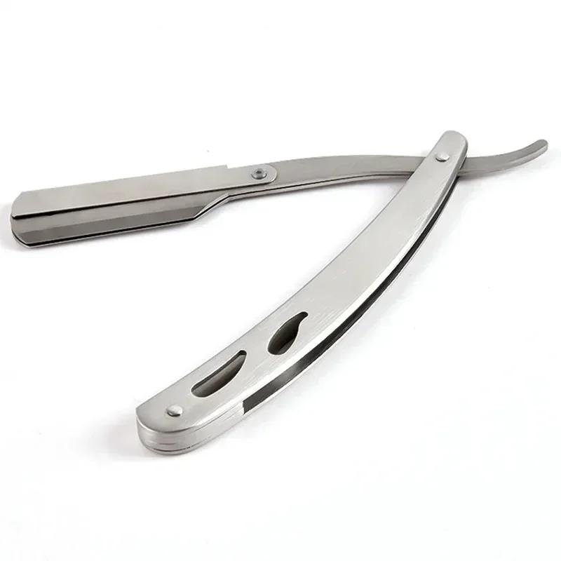 1pc Professional Manual Shaver Straight Edge Stainless Steel Sharp Barber Razor Folding Shaving Beard Trimmer Cutter No Blades