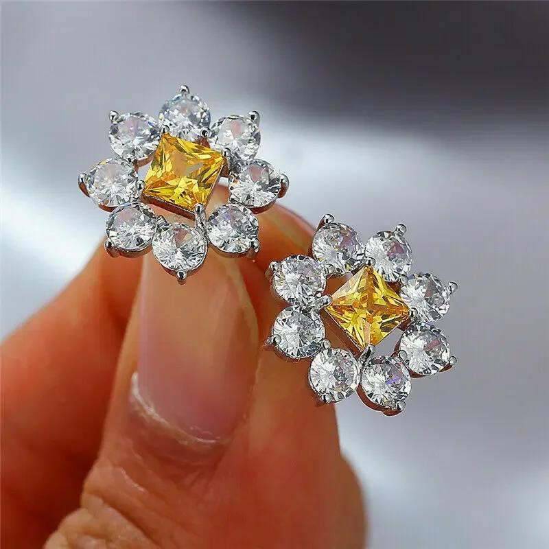 Yellow Zircon, Niche Design, Cool Style, Fresh and Elegant Accessories, High-end Trend, Personalized Fashion Earrings