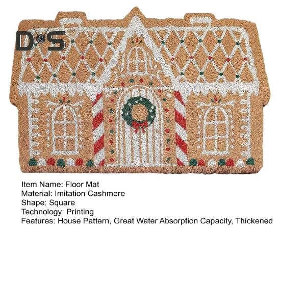 Weihnachtsfußmatte Cartoon Hausform Verdickt Große Wasseraufnahme Kapazität Badezimmerteppich Feiertagsdekoration Eingangsteppich Innen Außen Fußmatte
