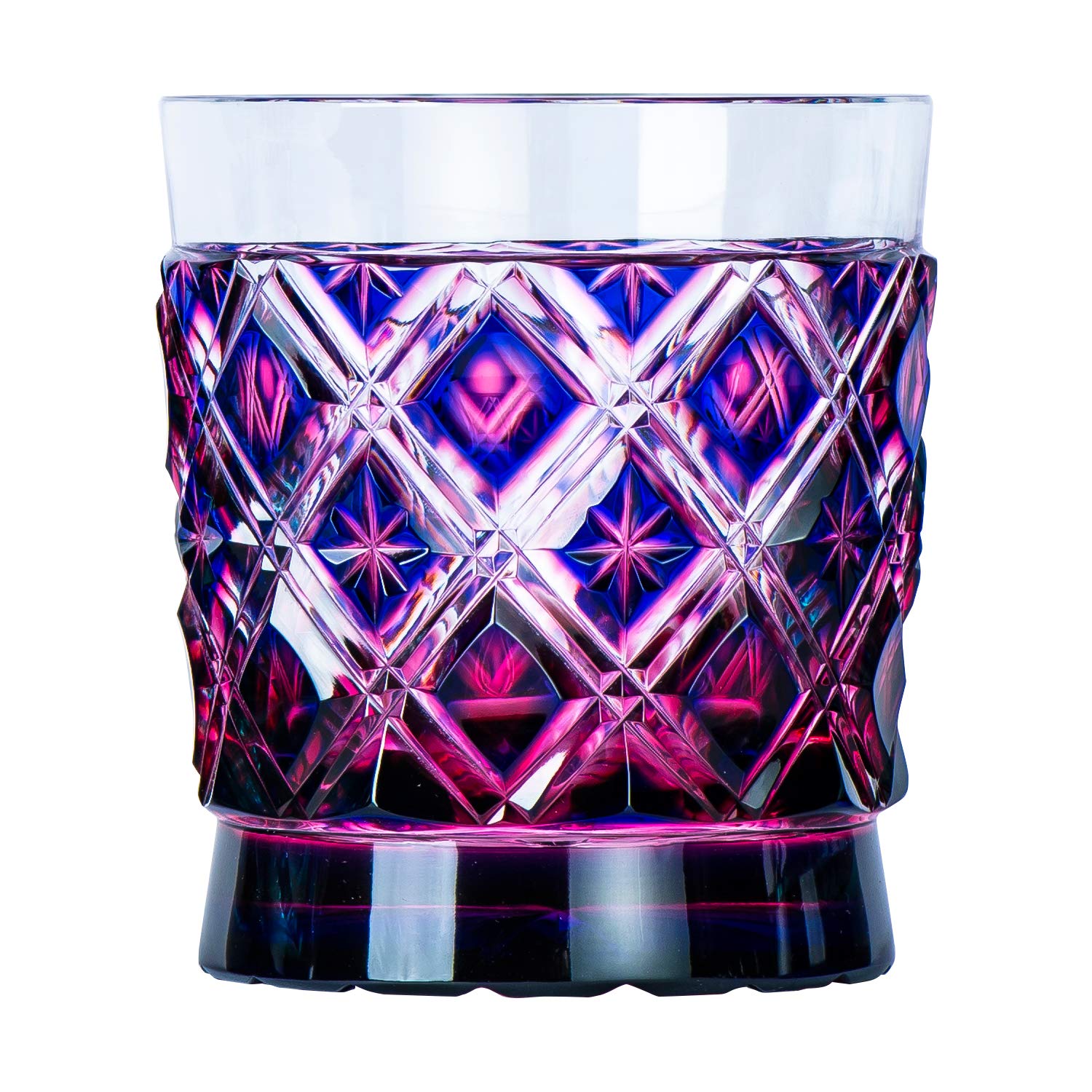 

Yamashita Kogei Rock Glass Gold Lazuli x H85mm Satsuma Kiriko Double Lattice Old 13049040 Red/Lapis 78 чистий