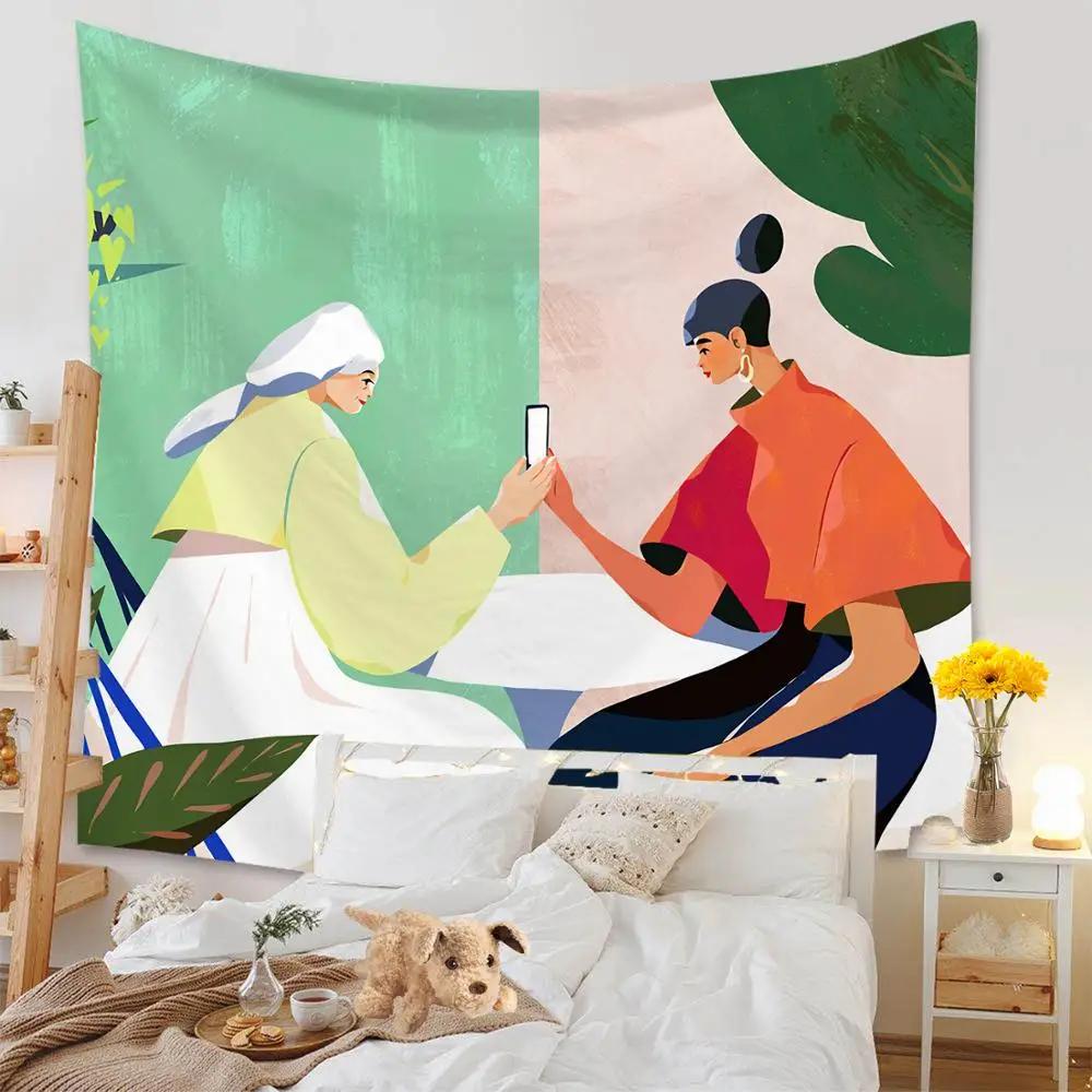 Tapiserie Fundal Sufragerie Murală Covorașă Plajă Decorare Acasă Agățat de perete cu caracter simplu și proaspăt