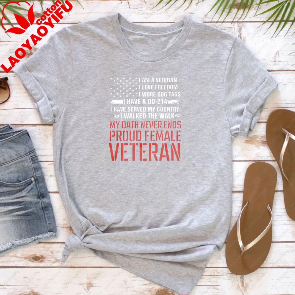 Proud FeUnisex Veteran Shirt Veteran Day Oneck Tshirt 4th of July Gift Veteran Women clothes Thank You Veterans Shirt