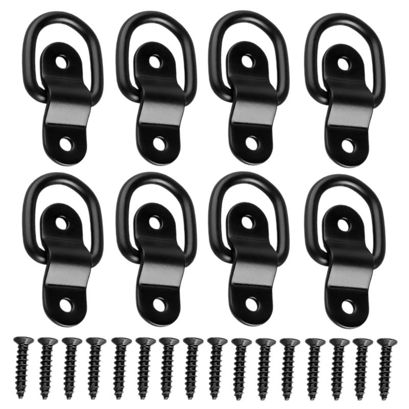 1-10Pcs D Rings with Screws Tie Down Anchors Ring Pull Hooks Iron Lashing Ring Fastener For Car Boat Cargo Trailer Vehicles RV